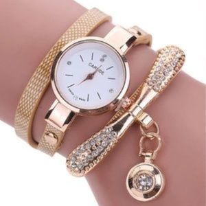 Carude ROSE GOLD Leather Quartz*Watch NWOT
